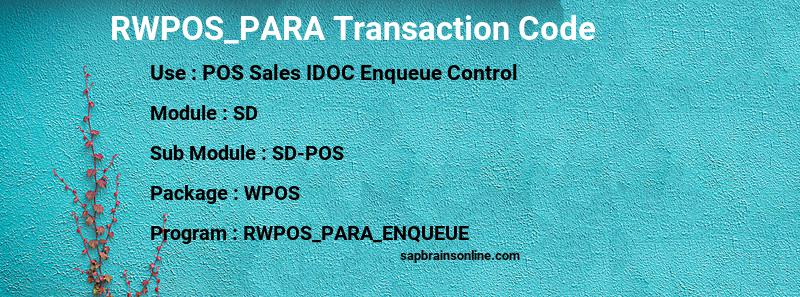 SAP RWPOS_PARA transaction code