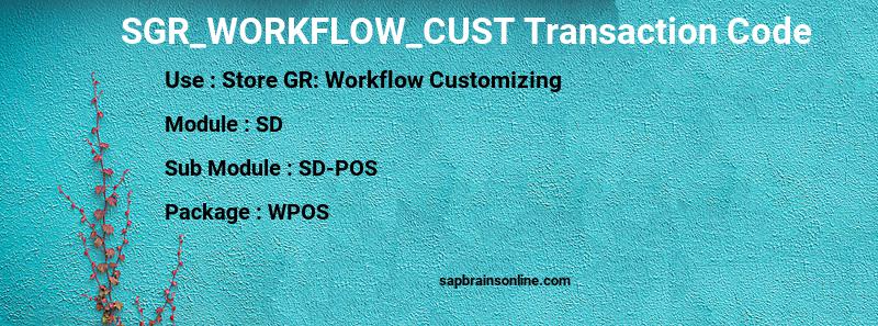 SAP SGR_WORKFLOW_CUST transaction code