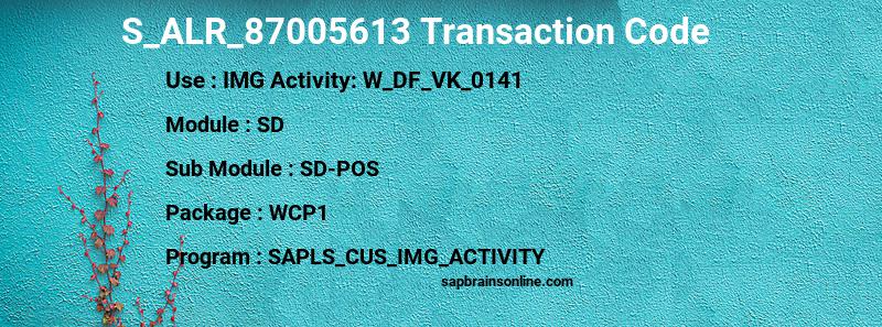 SAP S_ALR_87005613 transaction code