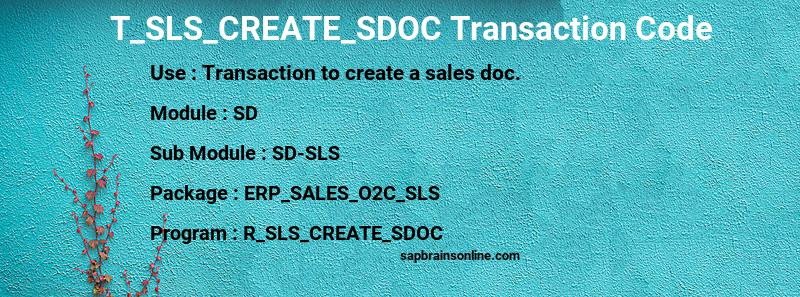 SAP T_SLS_CREATE_SDOC transaction code