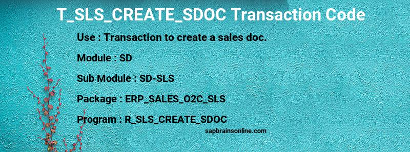 SAP T_SLS_CREATE_SDOC transaction code