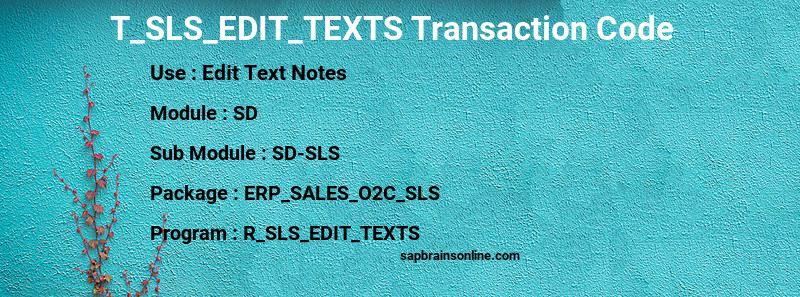 SAP T_SLS_EDIT_TEXTS transaction code