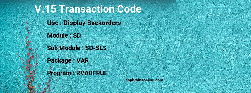 SAP V.15 transaction code