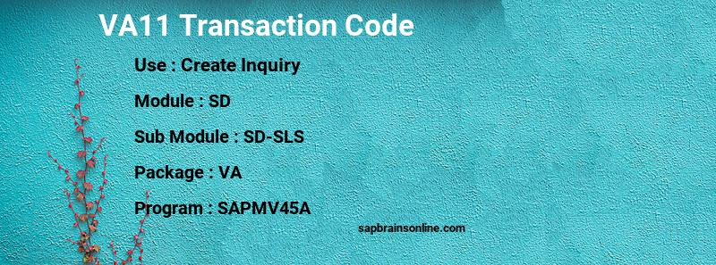 SAP VA11 transaction code