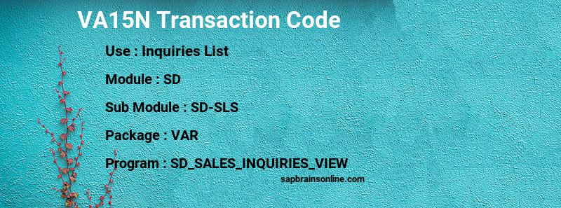 SAP VA15N transaction code