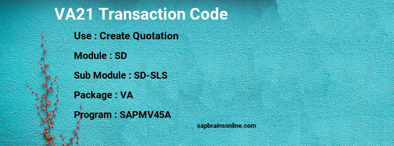 SAP VA21 transaction code