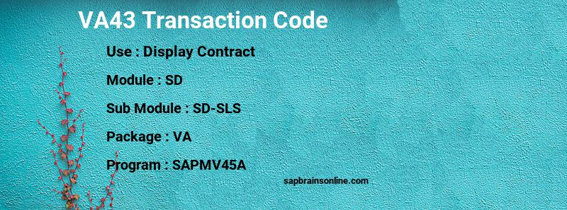 SAP VA43 transaction code