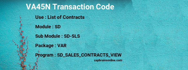 SAP VA45N transaction code