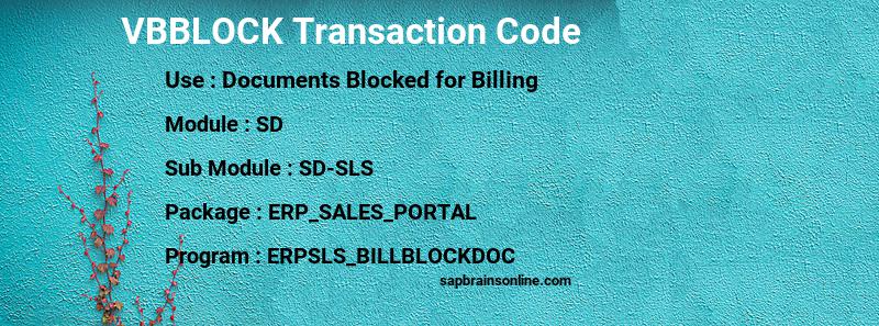 SAP VBBLOCK transaction code