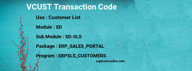 SAP VCUST transaction code