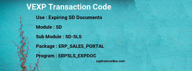 SAP VEXP transaction code