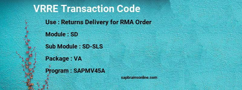 SAP VRRE transaction code