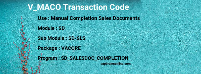 SAP V_MACO transaction code