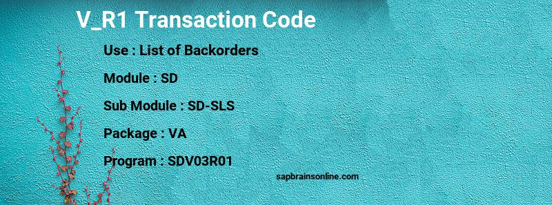 SAP V_R1 transaction code