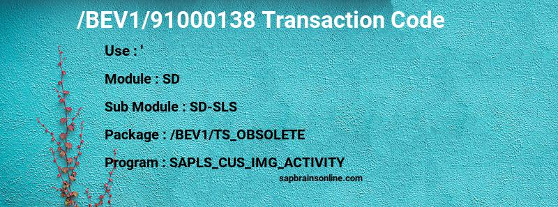 SAP /BEV1/91000138 transaction code