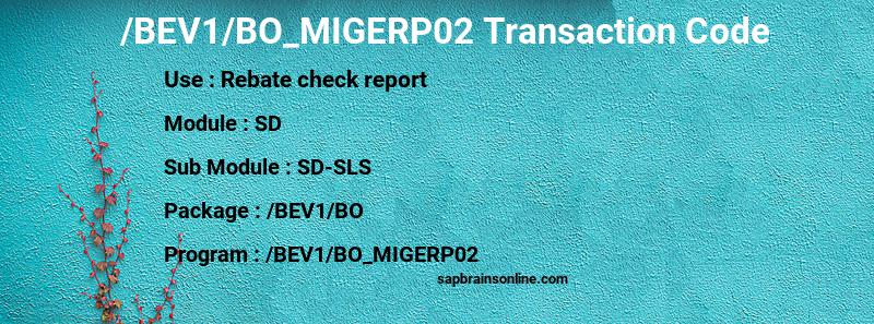 SAP /BEV1/BO_MIGERP02 transaction code