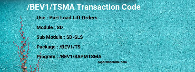 SAP /BEV1/TSMA transaction code