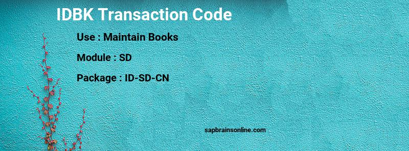 SAP IDBK transaction code