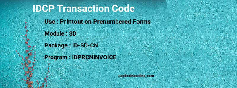 SAP IDCP transaction code