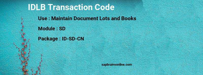 SAP IDLB transaction code
