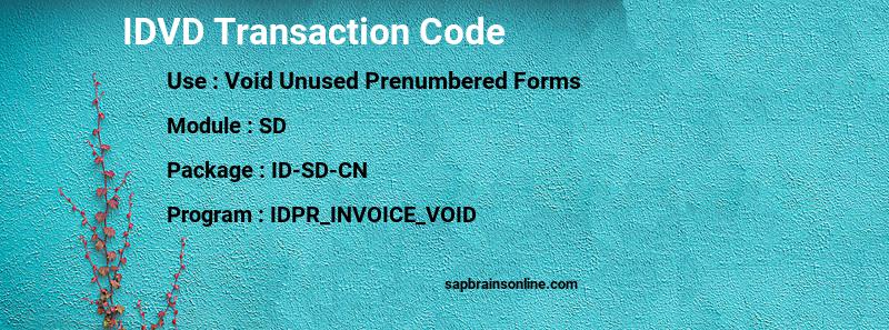 SAP IDVD transaction code
