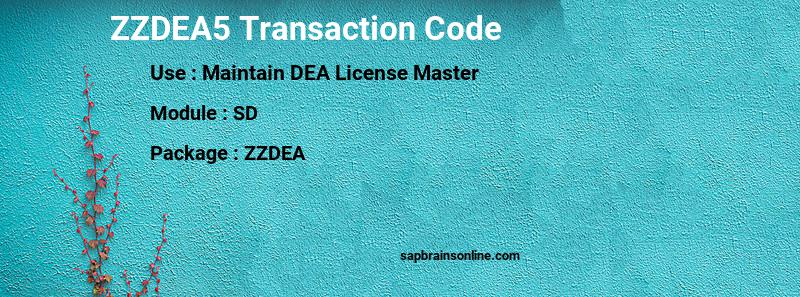 SAP ZZDEA5 transaction code
