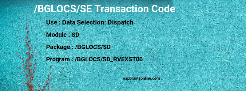 SAP /BGLOCS/SE transaction code