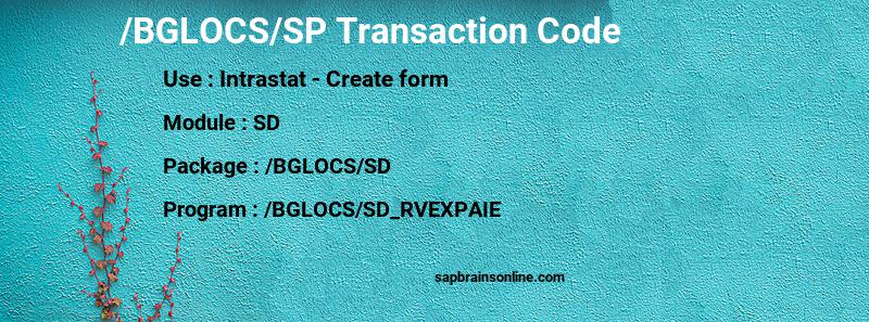 SAP /BGLOCS/SP transaction code