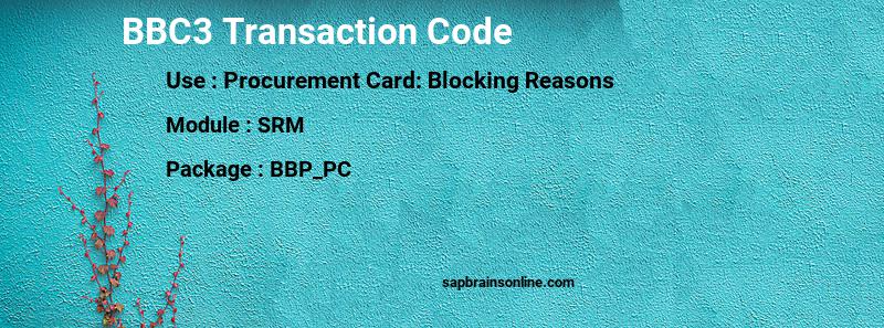 SAP BBC3 transaction code