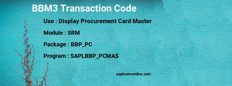 SAP BBM3 transaction code