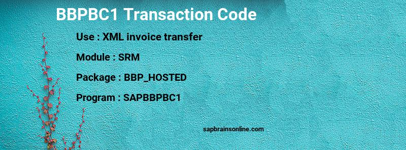 SAP BBPBC1 transaction code