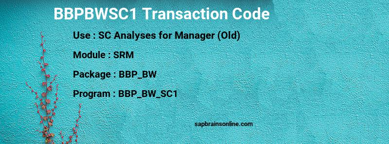 SAP BBPBWSC1 transaction code