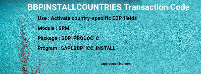 SAP BBPINSTALLCOUNTRIES transaction code