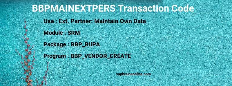 SAP BBPMAINEXTPERS transaction code