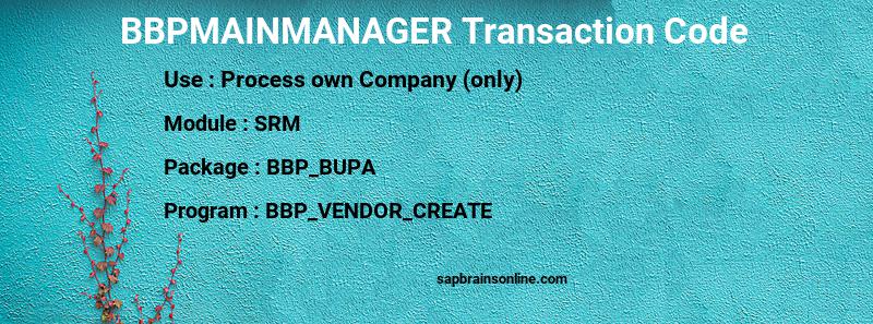 SAP BBPMAINMANAGER transaction code