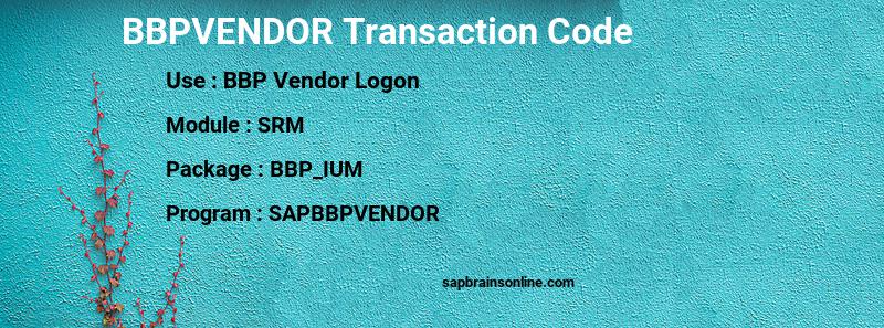 SAP BBPVENDOR transaction code