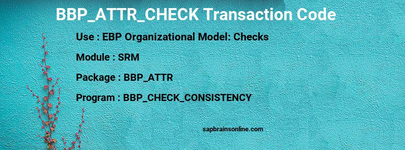 SAP BBP_ATTR_CHECK transaction code