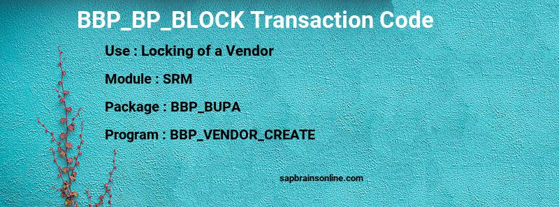 SAP BBP_BP_BLOCK transaction code