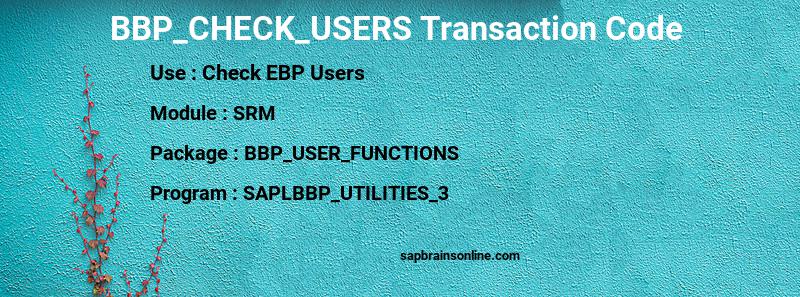 SAP BBP_CHECK_USERS transaction code