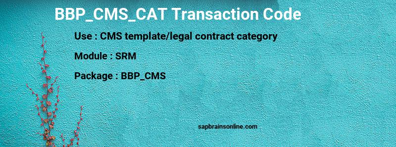 SAP BBP_CMS_CAT transaction code
