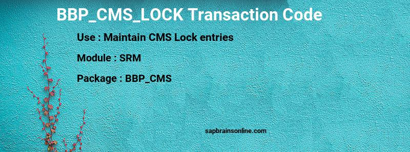 SAP BBP_CMS_LOCK transaction code