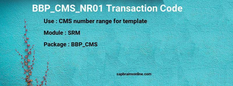 SAP BBP_CMS_NR01 transaction code