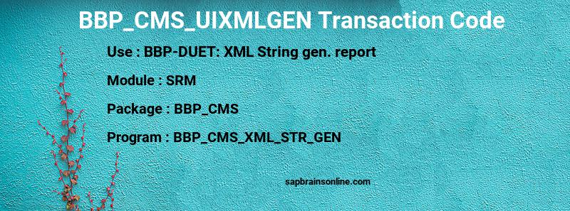 SAP BBP_CMS_UIXMLGEN transaction code