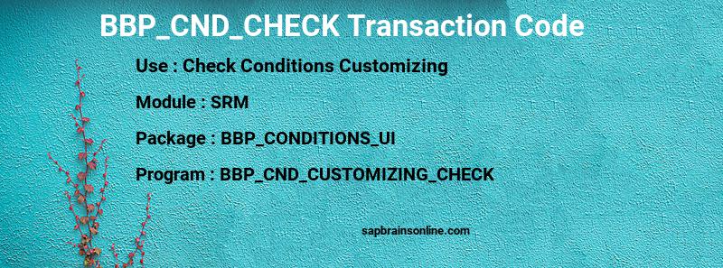 SAP BBP_CND_CHECK transaction code