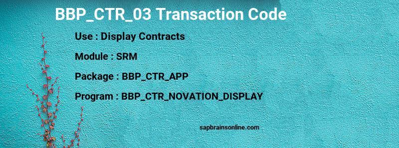 SAP BBP_CTR_03 transaction code
