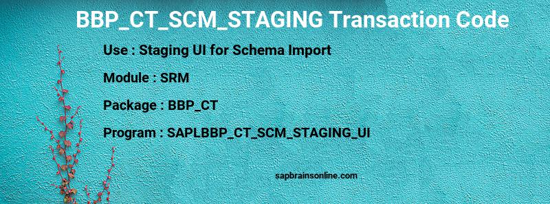 SAP BBP_CT_SCM_STAGING transaction code