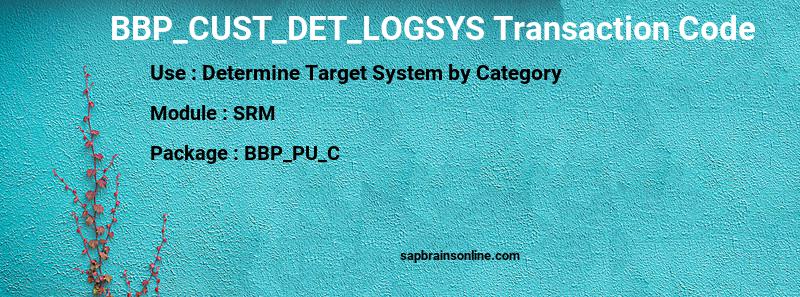 SAP BBP_CUST_DET_LOGSYS transaction code