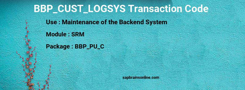 SAP BBP_CUST_LOGSYS transaction code