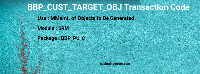 SAP BBP_CUST_TARGET_OBJ transaction code