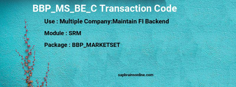 SAP BBP_MS_BE_C transaction code